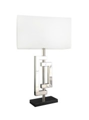 Srebrna lampa stołowa z białym abażurem MILAGROS NICKEL WHITE