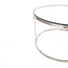 Okrągła ława salonowa RONALD stal nierdzewna szkło hartowane śr.70cm
